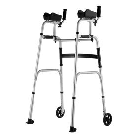 2 in 1 Folding Walker & Removable Armrests, Height Adjustable Foldable Walker with 5" Solid Wheels